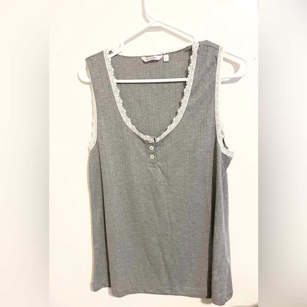 Sz XL La vie en rose camisole sleeveless scoop neck 3 button by the neck - Picture 4 of 7